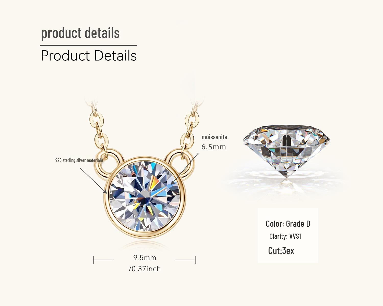 Douyin Style Influencer Moissanite Bear Pendant Silver Necklace 1 Carat 925 Silver
Douyin Style Influencer Moissanite Bear Pendant Silver Necklace 1 Carat 925 Silver