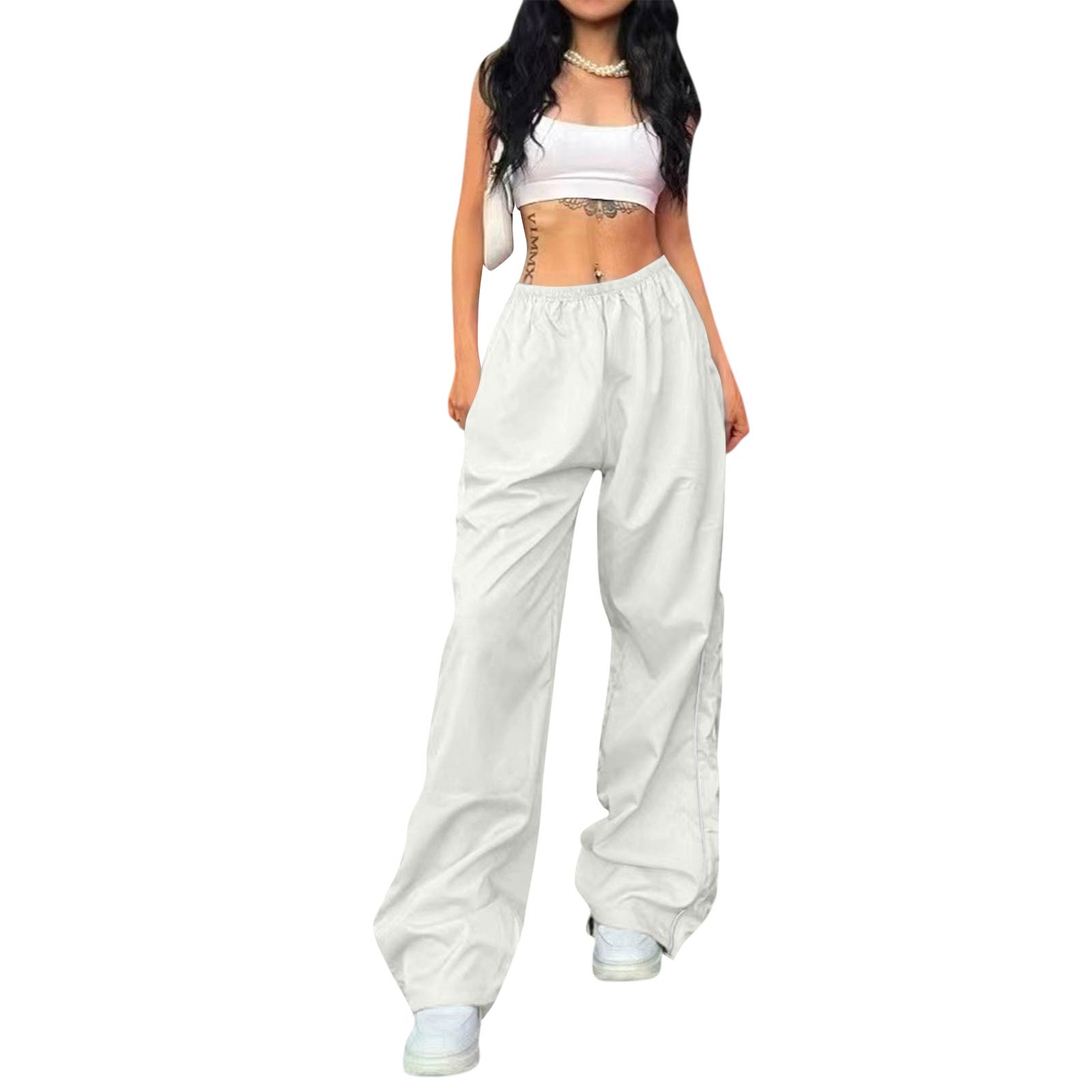 Casual Drawstring Waist Long Pants with Side Adjustable Cords Elastic Waistband Loose Fit Lightweight Trousers for Summer S білий
Casual Drawstring Waist Long Pants with Side Adjustable Cords Elastic Waistband Loose Fit Lightweight Trousers for Summer S білий