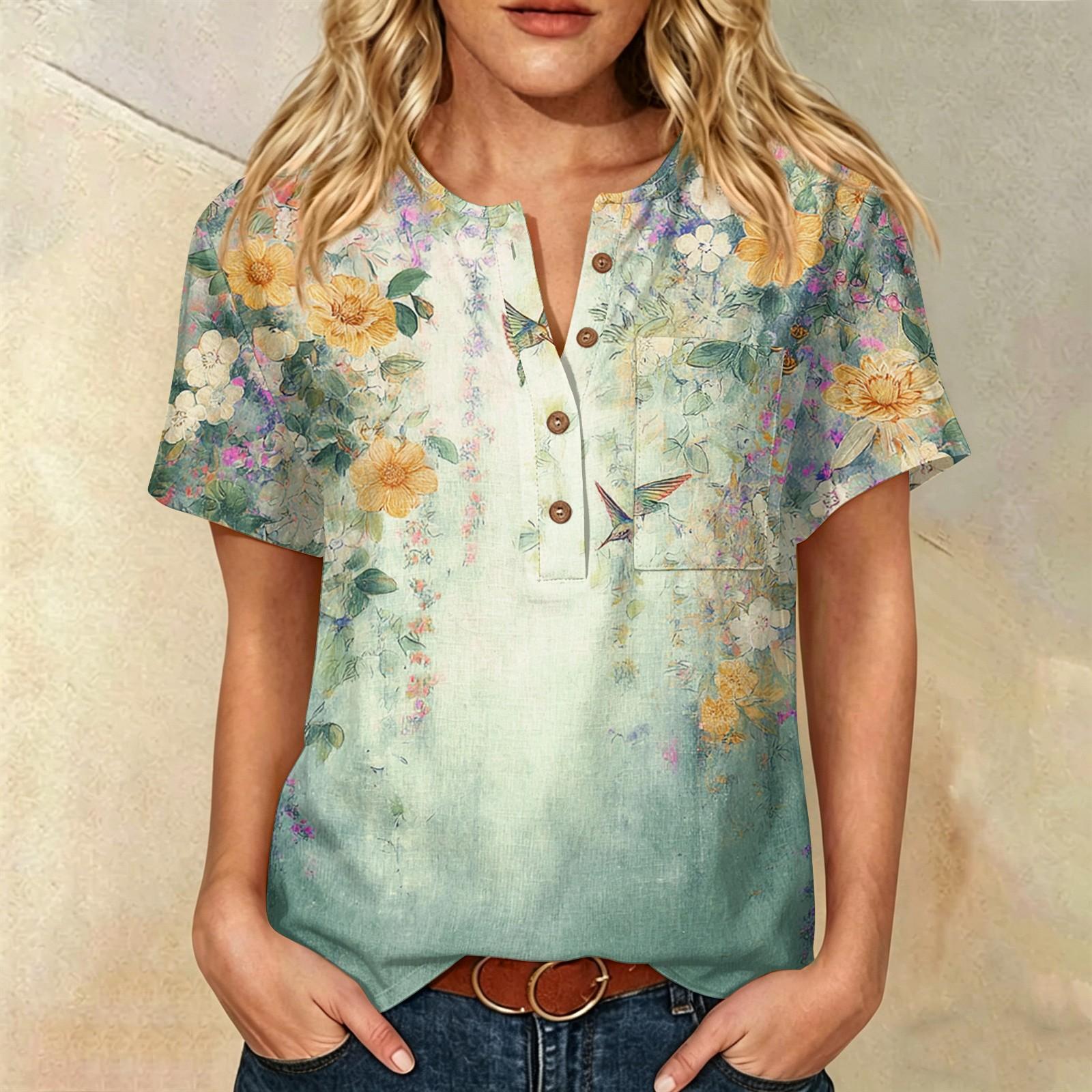 Women’s Short Sleeve Cotton Linen Shirt with Fashion Print Pattern Henley Button Neck and Chest Pocket Loose Fit Design M жёлтый
Women’s Short Sleeve Cotton Linen Shirt with Fashion Print Pattern Henley Button Neck and Chest Pocket Loose Fit Design M жёлтый