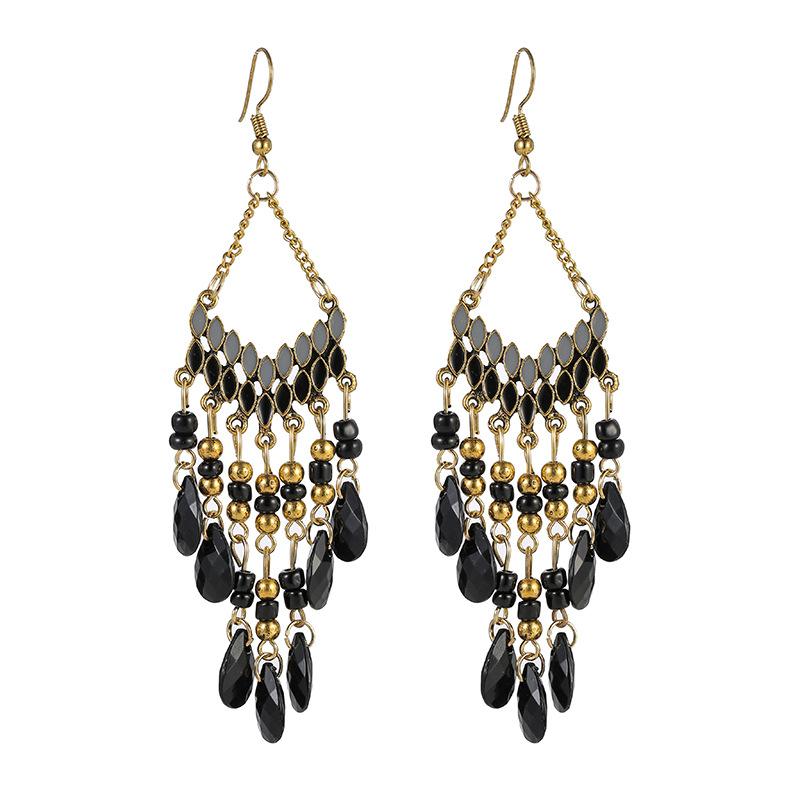 Vintage Bohemian Long Drop Earrings For Women Enamel Geometric Acrylic Beads Tassel Handmade Chain Dangle Boho Earrings Zircon чорний
Vintage Bohemian Long Drop Earrings For Women Enamel Geometric Acrylic Beads Tassel Handmade Chain Dangle Boho Earrings Zircon чорний