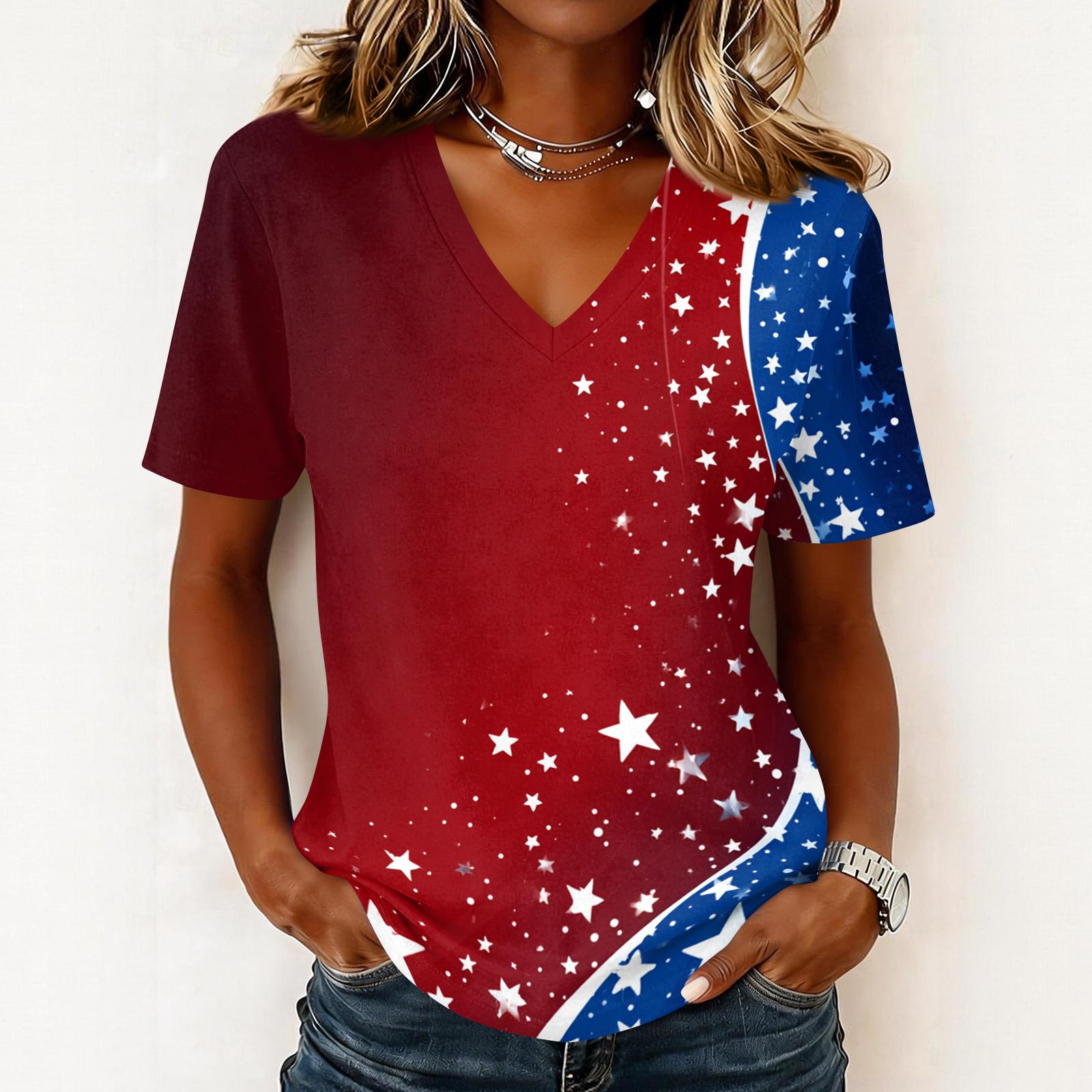 Shirts For Women Trendy V Neck T Shirts Casual Printed Blouse Tops For Women XXXL червоний
Shirts For Women Trendy V Neck T Shirts Casual Printed Blouse Tops For Women XXXL червоний