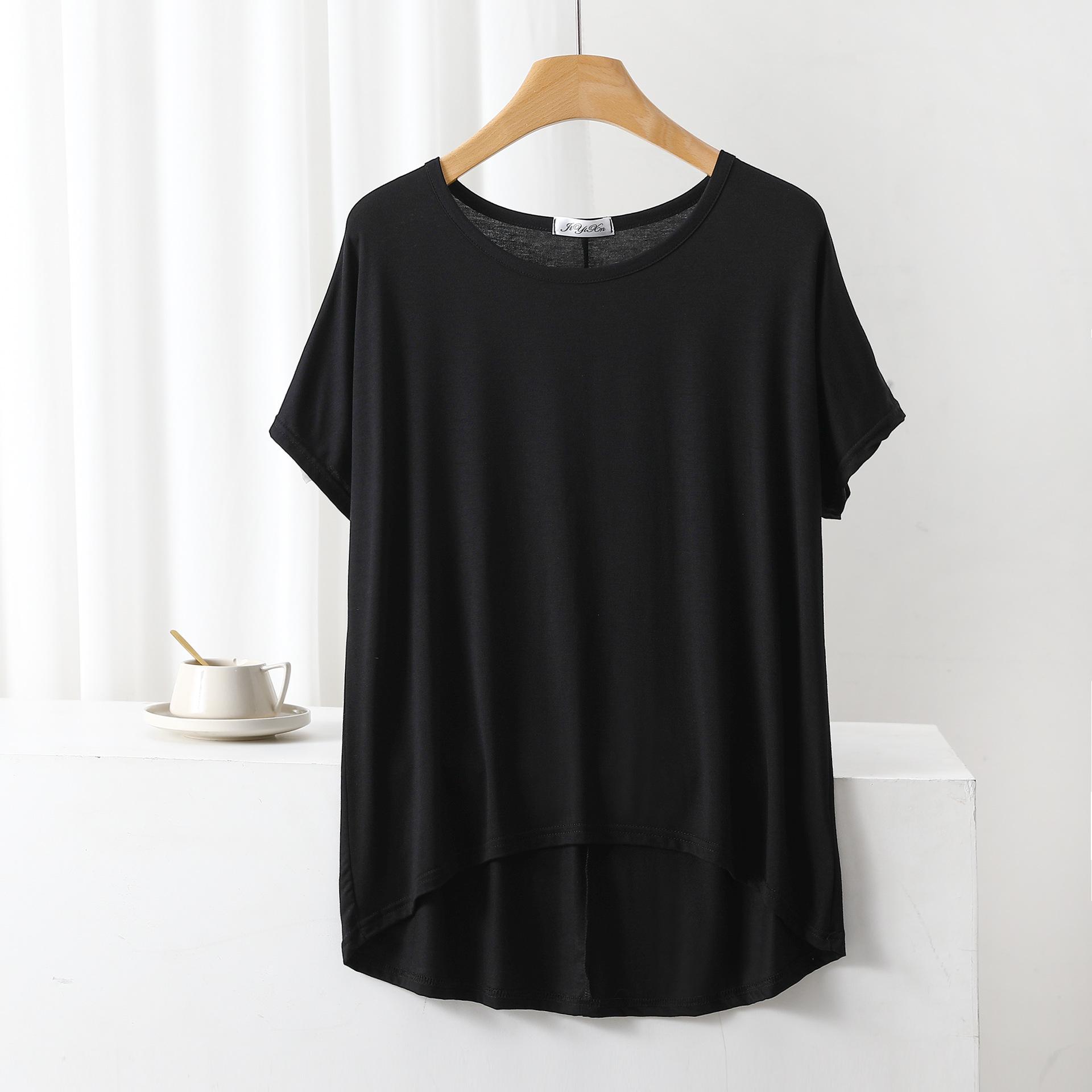 Summer Loose Fit Modal T-Shirt: Short Front, Long Back, Plus Size Batwing Sleeve Size XL
Summer Loose Fit Modal T-Shirt: Short Front, Long Back, Plus Size Batwing Sleeve Size XL