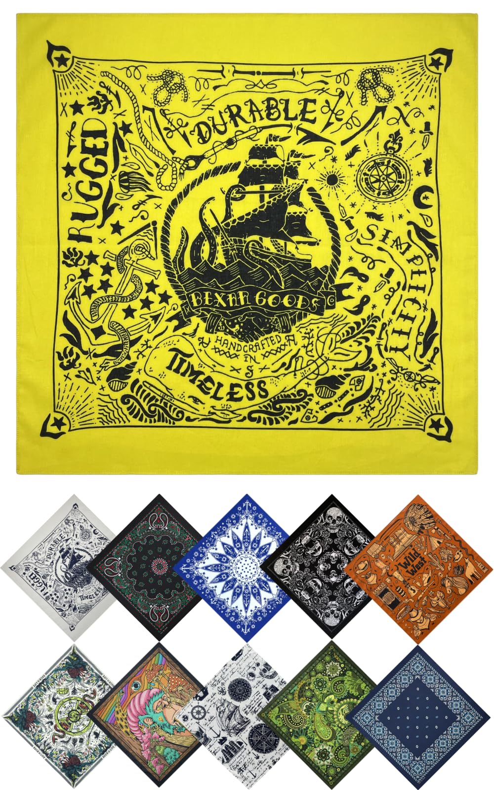 TERTIS Bandana Large Cotton Adult Stylish Handkerchief Durag Headband Men Turban Scarf Women Black Red Blue White (Yellow)
TERTIS Bandana Large Cotton Adult Stylish Handkerchief Durag Headband Men Turban Scarf Women Black Red Blue White (Yellow)