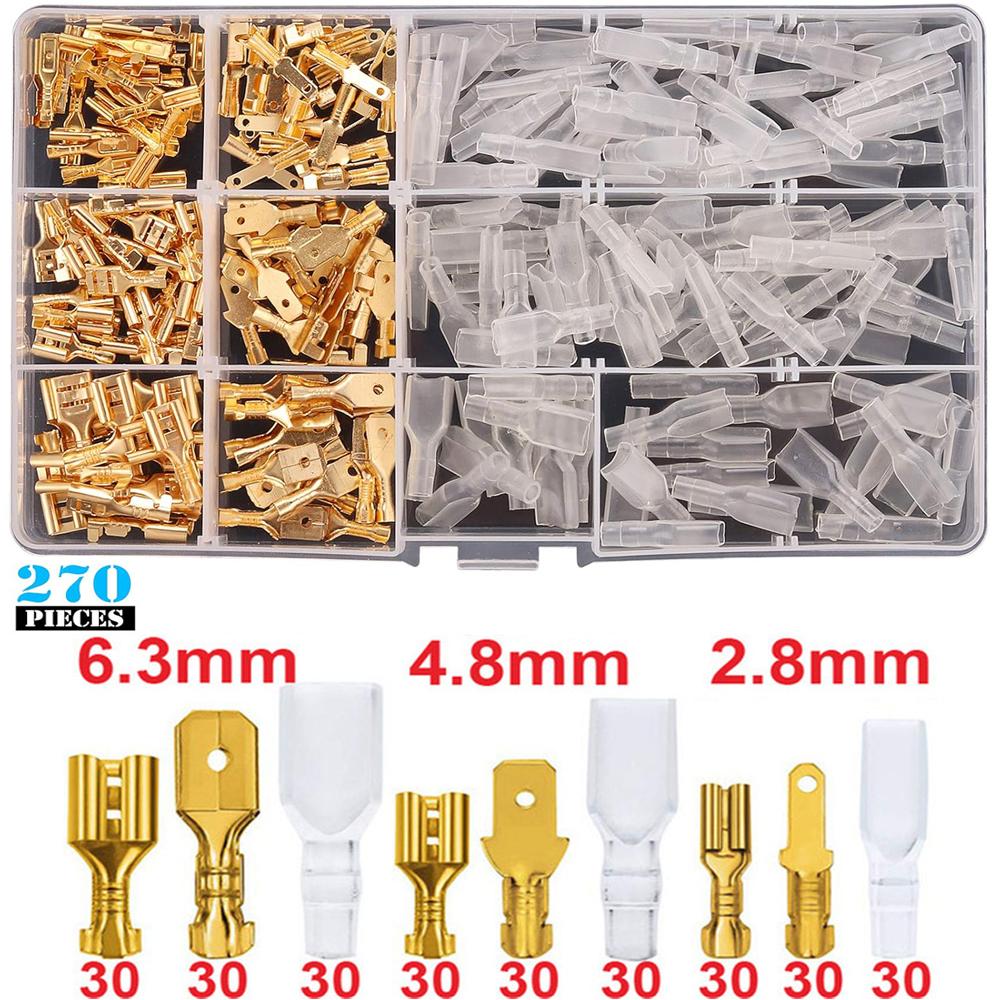 Electrical Crimp Terminals 270PCS - 2.8mm-4.8mm-6.3mm Insulated Spade Connectors Male Female Assorted Kit for Vehicle DIY
Electrical Crimp Terminals 270PCS - 2.8mm-4.8mm-6.3mm Insulated Spade Connectors Male Female Assorted Kit for Vehicle DIY