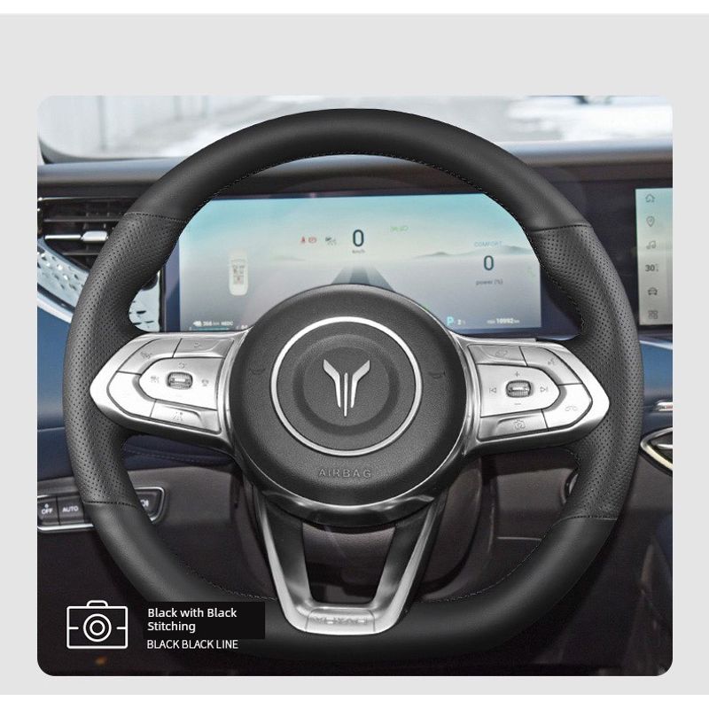 Leather Hand-Stitched Steering Wheel Cover for Lanto Car Full Surrounding Handlebar Cover for 21 Models Lanto Free Black leather and black thread
Leather Hand-Stitched Steering Wheel Cover for Lanto Car Full Surrounding Handlebar Cover for 21 Models Lanto Free Black leather and black thread