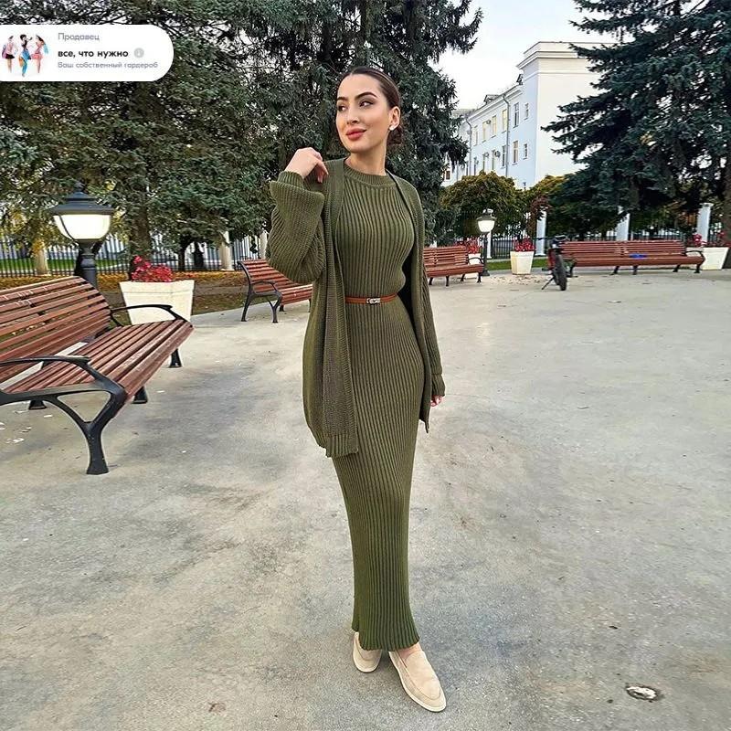 Повседневный кардиган с круглым вырезом, облегающий, ленивый, вязаный костюм, юбка XS зелёный
Повседневный кардиган с круглым вырезом, облегающий, ленивый, вязаный костюм, юбка XS зелёный