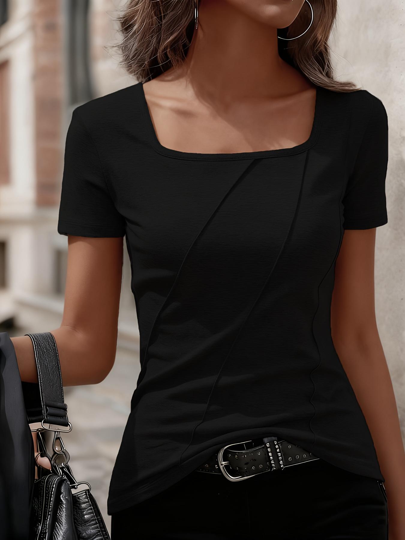 Women s Summer Short Sleeve T-Shirt Square Neck Asymmetric Seam Pullover Top 5XL чорний
Women s Summer Short Sleeve T-Shirt Square Neck Asymmetric Seam Pullover Top 5XL чорний
