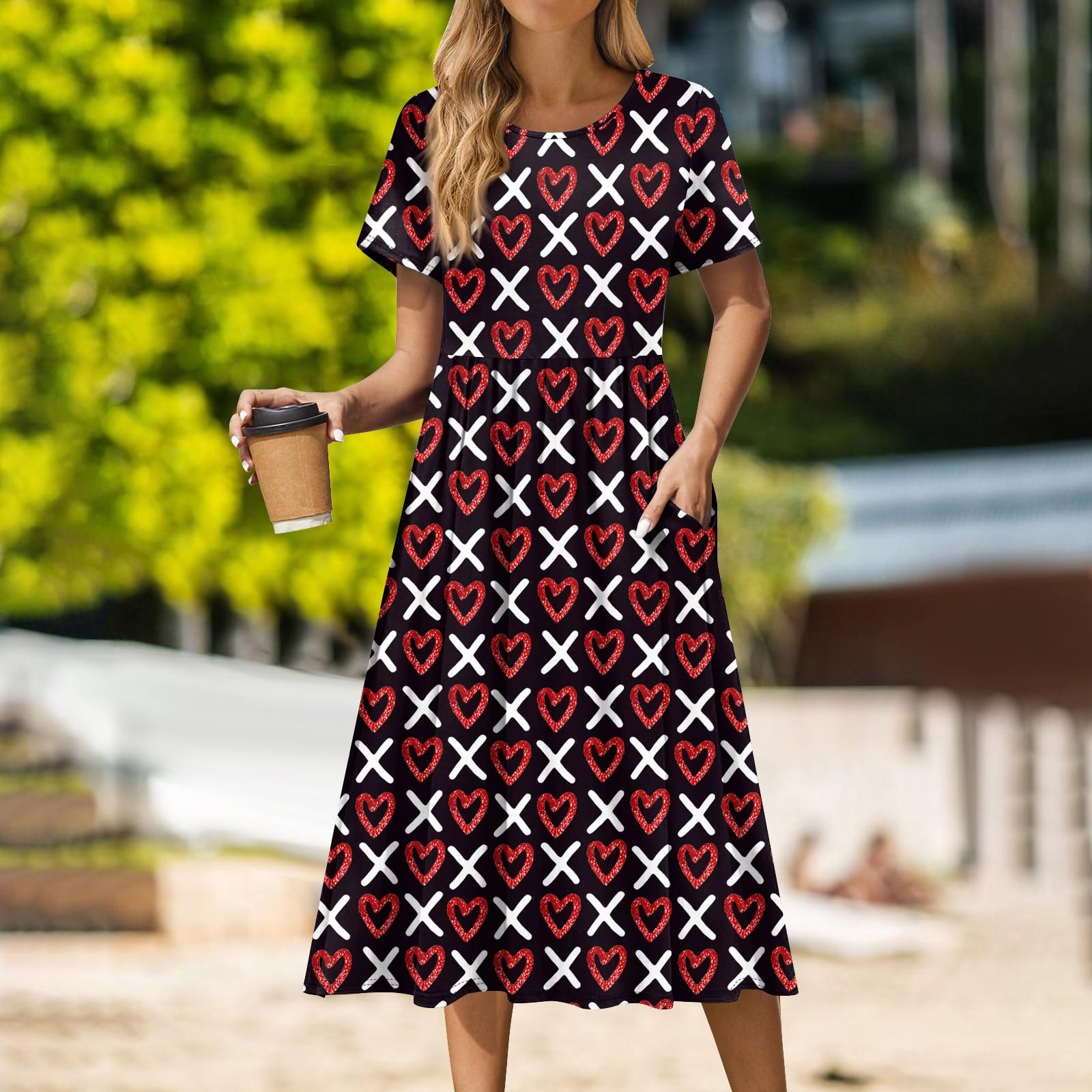 Жіноча повсякденна міді-сукня з круглим вирізом на День святого Валентина, базова класична для вулиці, на кожен день, з коротким рукавом, вільного крою S чорний
Жіноча повсякденна міді-сукня з круглим вирізом на День святого Валентина, базова класична для вулиці, на кожен день, з коротким рукавом, вільного крою S чорний