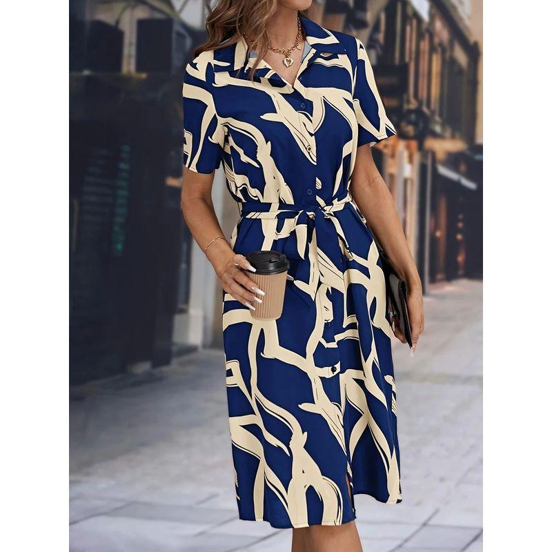Cross-Border Fashion Vintage Fashion Print Lapel Single Breasted Cardigan Slim Looking Short Sleeve Mid Length Long Length Dress Dress Blue Chart 2XL
Cross-Border Fashion Vintage Fashion Print Lapel Single Breasted Cardigan Slim Looking Short Sleeve Mid Length Long Length Dress Dress Blue Chart 2XL