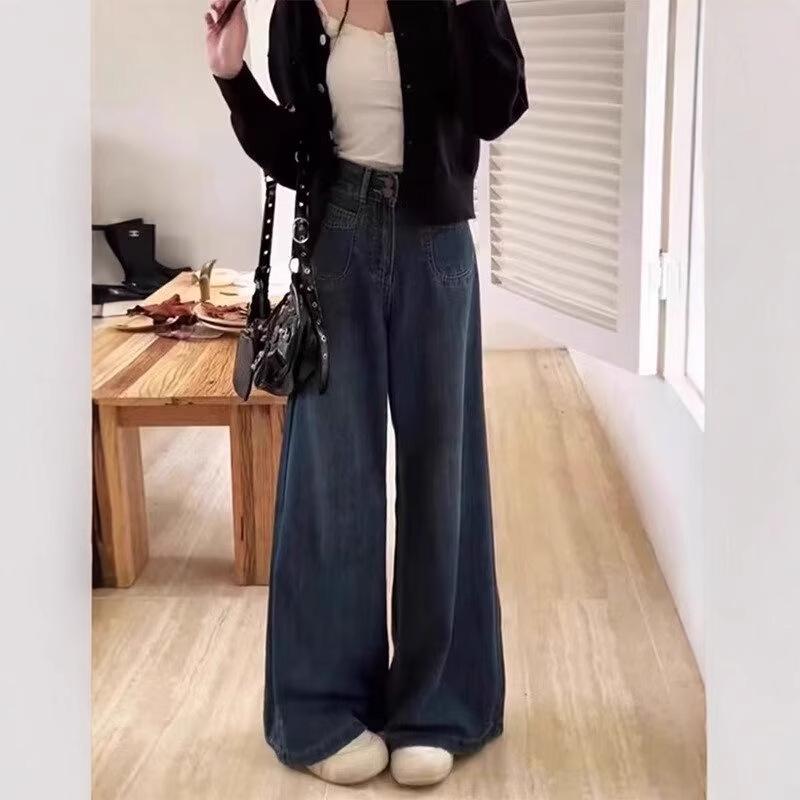 Women s Dark Blue High Waist Wide-Leg Jeans - Autumn Loose Fit, Floor-Length, Versatile and Slimming Design L
Women s Dark Blue High Waist Wide-Leg Jeans - Autumn Loose Fit, Floor-Length, Versatile and Slimming Design L