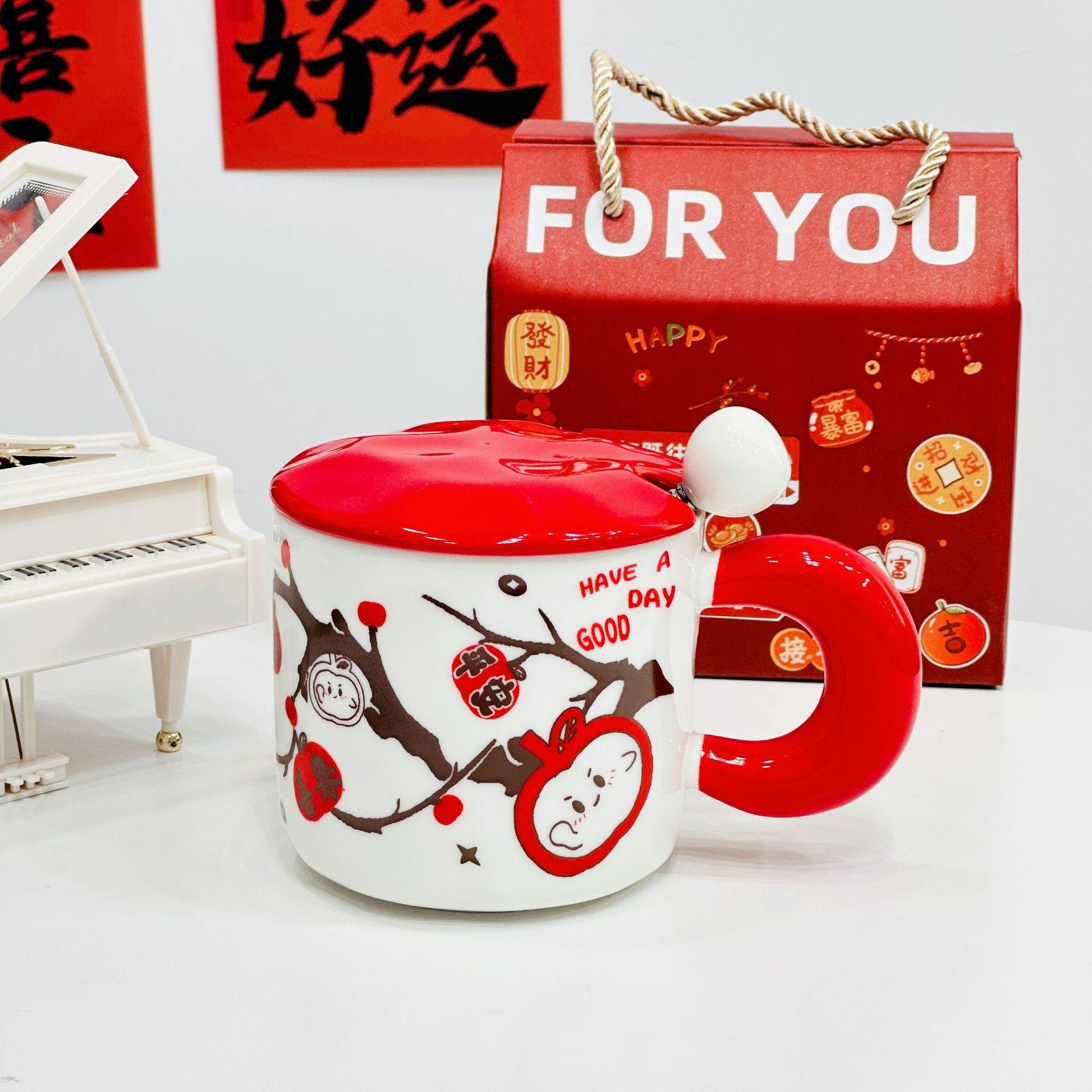 Домашний костюм с керамической чашкой для торта, мультяшная кружка, милая офисная девушка, чашка для воды, высокий внешний вид, большая емкость 400ML