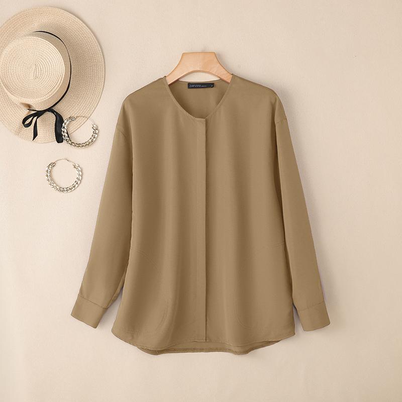 ZANZEA Women Casual Round Neck Loose Long Sleeve Button Blouse 5XL хаки
ZANZEA Women Casual Round Neck Loose Long Sleeve Button Blouse 5XL хаки