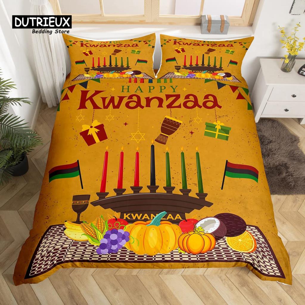 Happy Kwanzaa Duvet Cover Fall Harvest Theme Candles Pumpkin Comforter Cover African Heritage Holiday Bedding Set Twin King Size EU single(135x200cm) 
Happy Kwanzaa Duvet Cover Fall Harvest Theme Candles Pumpkin Comforter Cover African Heritage Holiday Bedding Set Twin King Size EU single(135x200cm)
