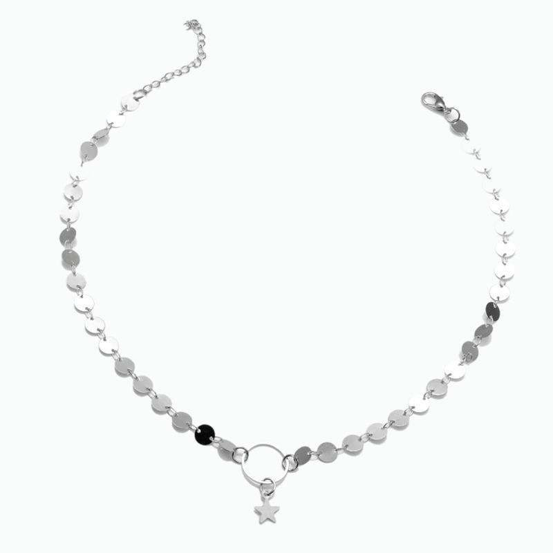 Fashion cold wind women s temperament neck jewelry, simple handmade chain sequined five-pointed star necklace срібний
Fashion cold wind women s temperament neck jewelry, simple handmade chain sequined five-pointed star necklace срібний
