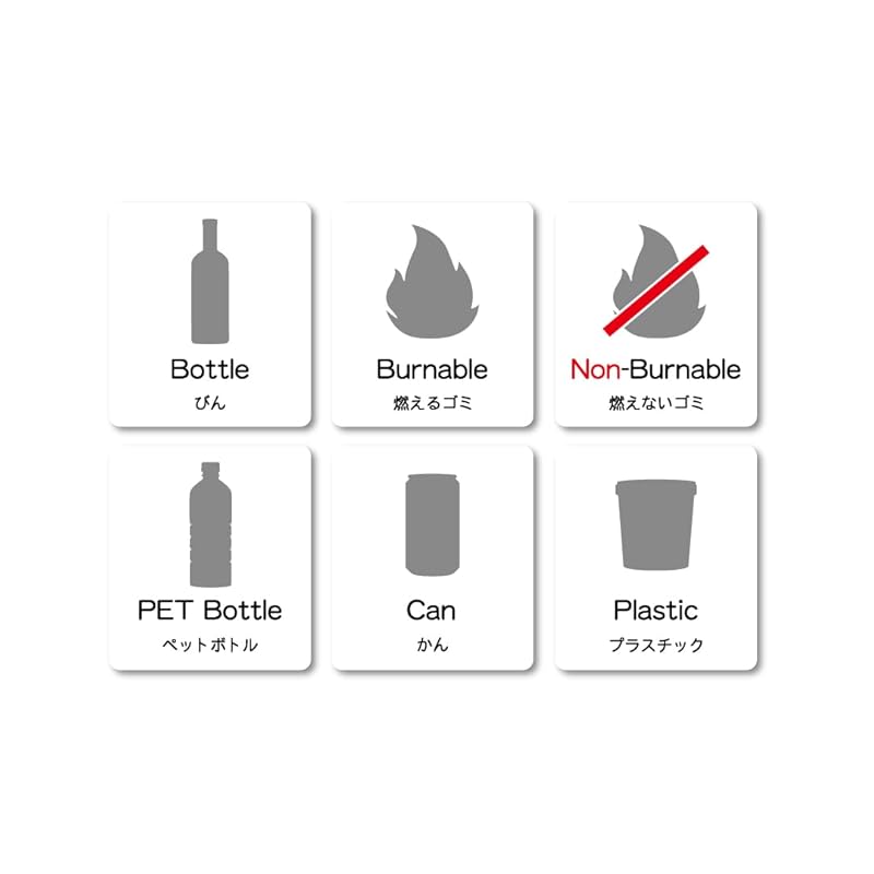 made in Japan rubbish sorting sticker 6 pieces set white W45mmxH50mm mat trash can seal OK for outdoor use burnable garbage Burning garbage
made in Japan rubbish sorting sticker 6 pieces set white W45mmxH50mm mat trash can seal OK for outdoor use burnable garbage Burning garbage