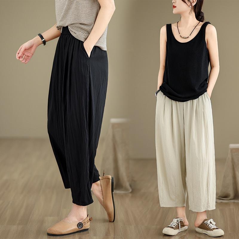 2025 summer new literary and versatile solid color elastic waist casual pants women s light and breathable temperament drape nine-point pants M
2025 summer new literary and versatile solid color elastic waist casual pants women s light and breathable temperament drape nine-point pants M