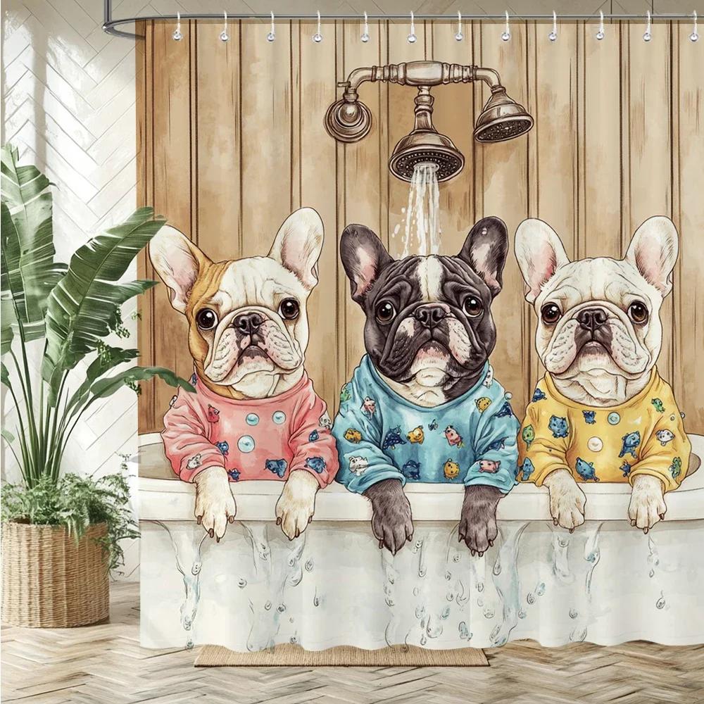 Creative And Funny Bathing Dog Shower Curtain Printed Fabric Cartoon Dog Bathroom Curtain Bathtub Home Decoration Curtain W60H190(CM)-1 Pcs
Creative And Funny Bathing Dog Shower Curtain Printed Fabric Cartoon Dog Bathroom Curtain Bathtub Home Decoration Curtain W60H190(CM)-1 Pcs