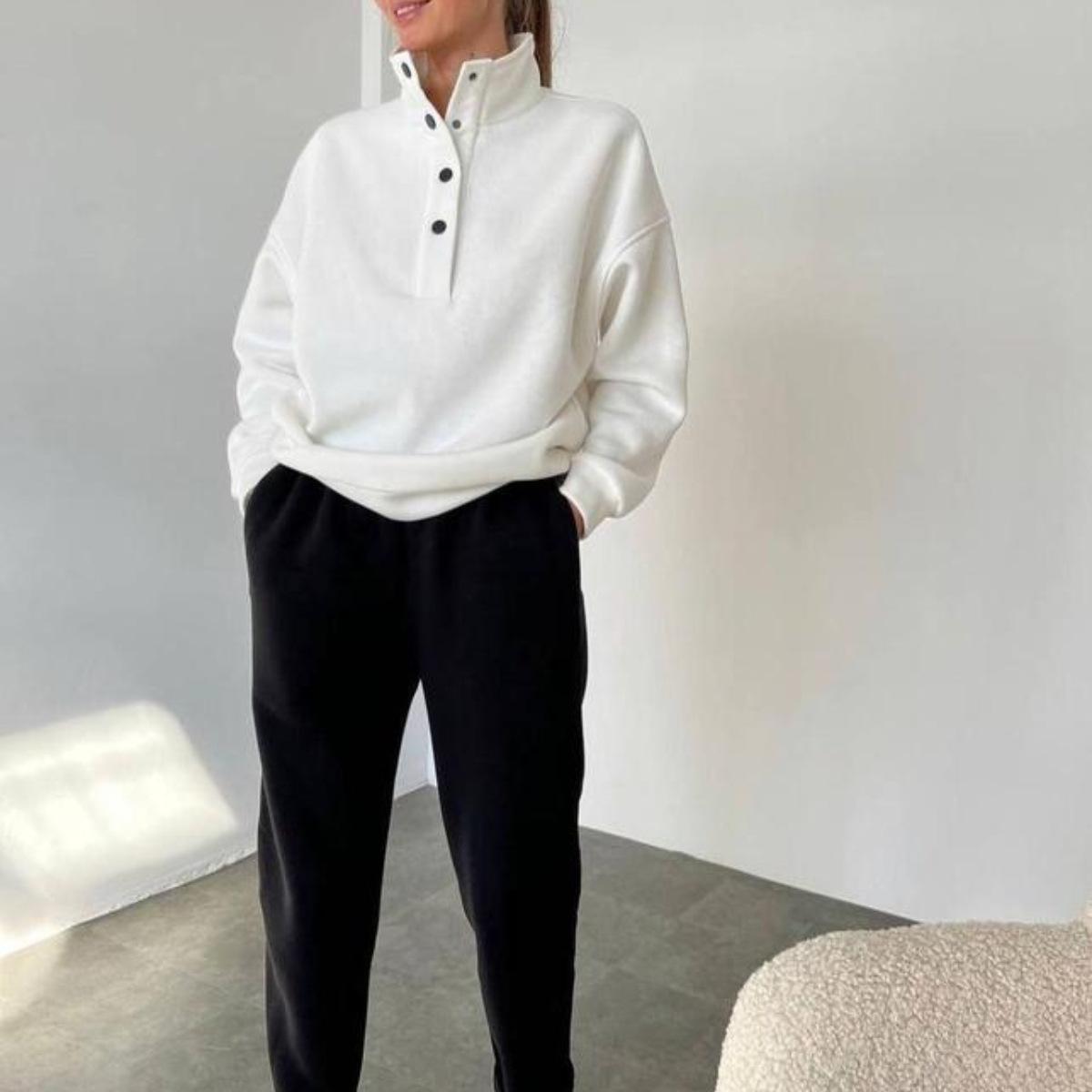 Women Solid Color Long Sleeve Stand Collar Hoodies Suit Autumn Winter Loose Top Wide Leg Pants XL сніг
Women Solid Color Long Sleeve Stand Collar Hoodies Suit Autumn Winter Loose Top Wide Leg Pants XL сніг
