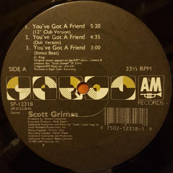 12inch Record SCOTT GRIMES - You ve Got A Friend SP12318 A&M Records 1989 US Dance & Electronica Used
12inch Record SCOTT GRIMES - You ve Got A Friend SP12318 A&M Records 1989 US Dance & Electronica Used