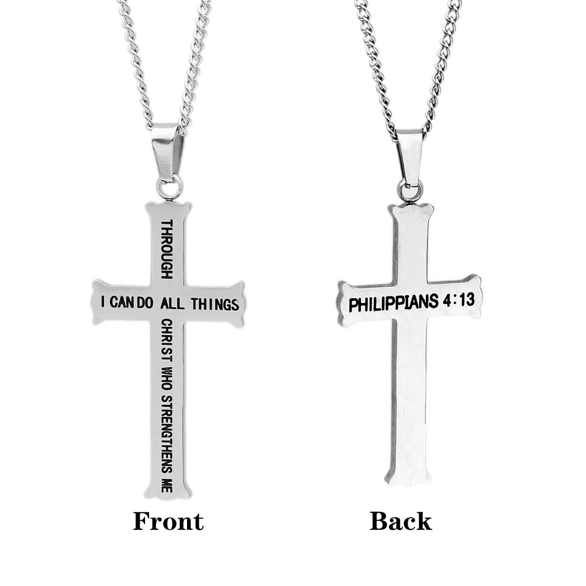 VILLWICE Philippians 4:13 Bible Verse Necklace Stainless Steel Cross Pendant Necklaces Christian Jewelry Gifts
VILLWICE Philippians 4:13 Bible Verse Necklace Stainless Steel Cross Pendant Necklaces Christian Jewelry Gifts
