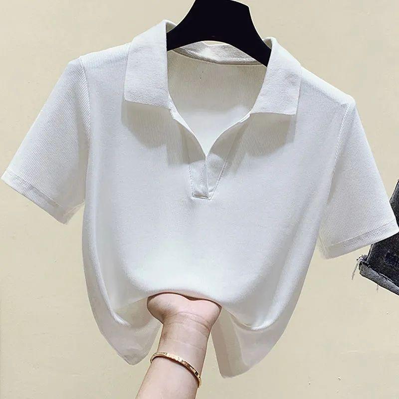 Women Clothing Summer Korean Fashion Ice Silk Short Sleeve Polo T-shirt Female Simple Casual Solid Color Slim Pullover Tops L білий
Women Clothing Summer Korean Fashion Ice Silk Short Sleeve Polo T-shirt Female Simple Casual Solid Color Slim Pullover Tops L білий
