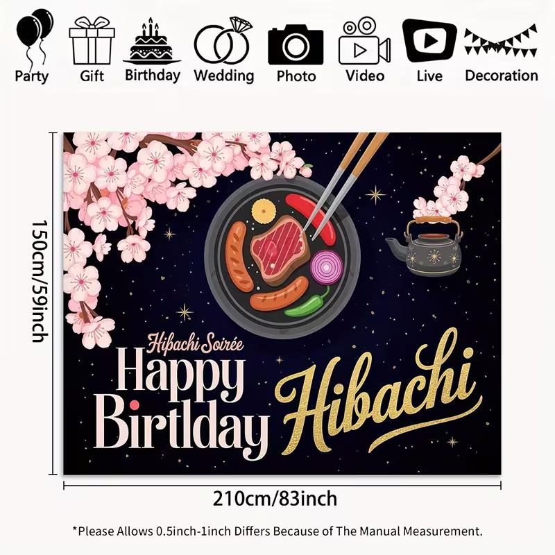 2D Japanese Hibachi Birthday Backdrop Cherry Blossom Steak Grill Photo Booth Background 47.2x31.5inch/120*80cm
2D Japanese Hibachi Birthday Backdrop Cherry Blossom Steak Grill Photo Booth Background 47.2x31.5inch/120*80cm