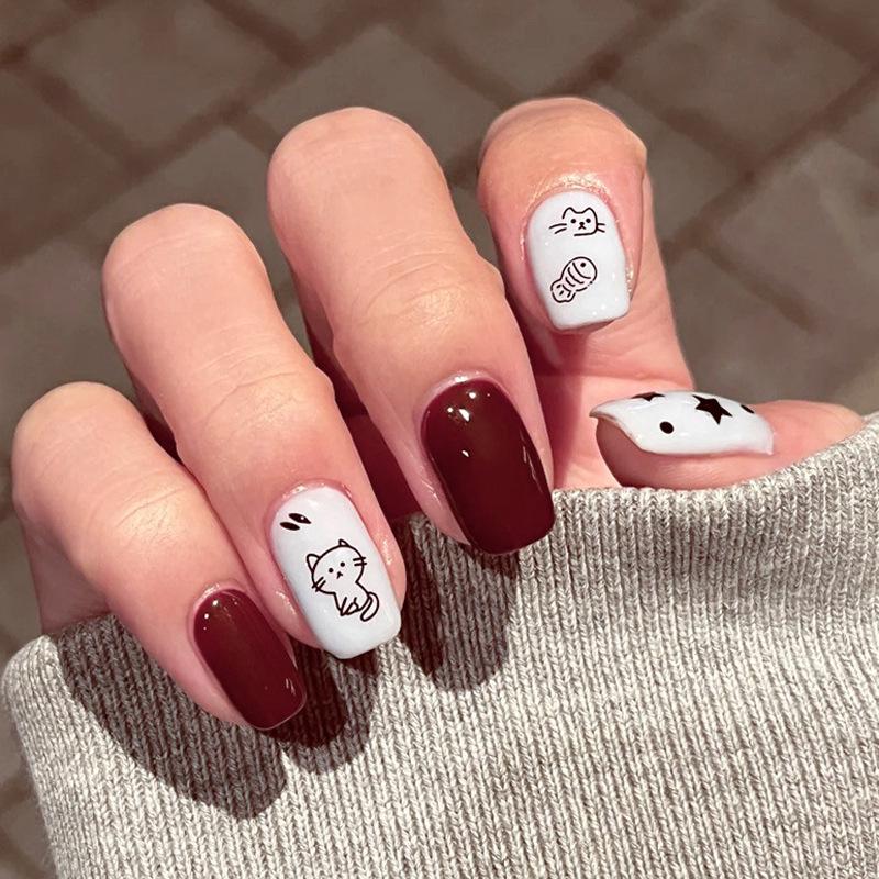 Kitten & Fish Nail Patches: Red & White Polka Dot Star Design, Full Size Wearable Nail Art Stickers
Kitten & Fish Nail Patches: Red & White Polka Dot Star Design, Full Size Wearable Nail Art Stickers