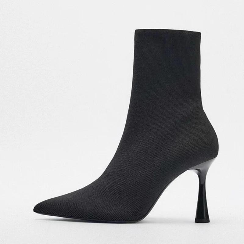 Designer Woman Black Knitting Stretch Fabric Sock Boots Elegant Pointed Toe Ankle Boot High Heels Party Prom Shoes Size 40 40 чорний
Designer Woman Black Knitting Stretch Fabric Sock Boots Elegant Pointed Toe Ankle Boot High Heels Party Prom Shoes Size 40 40 чорний