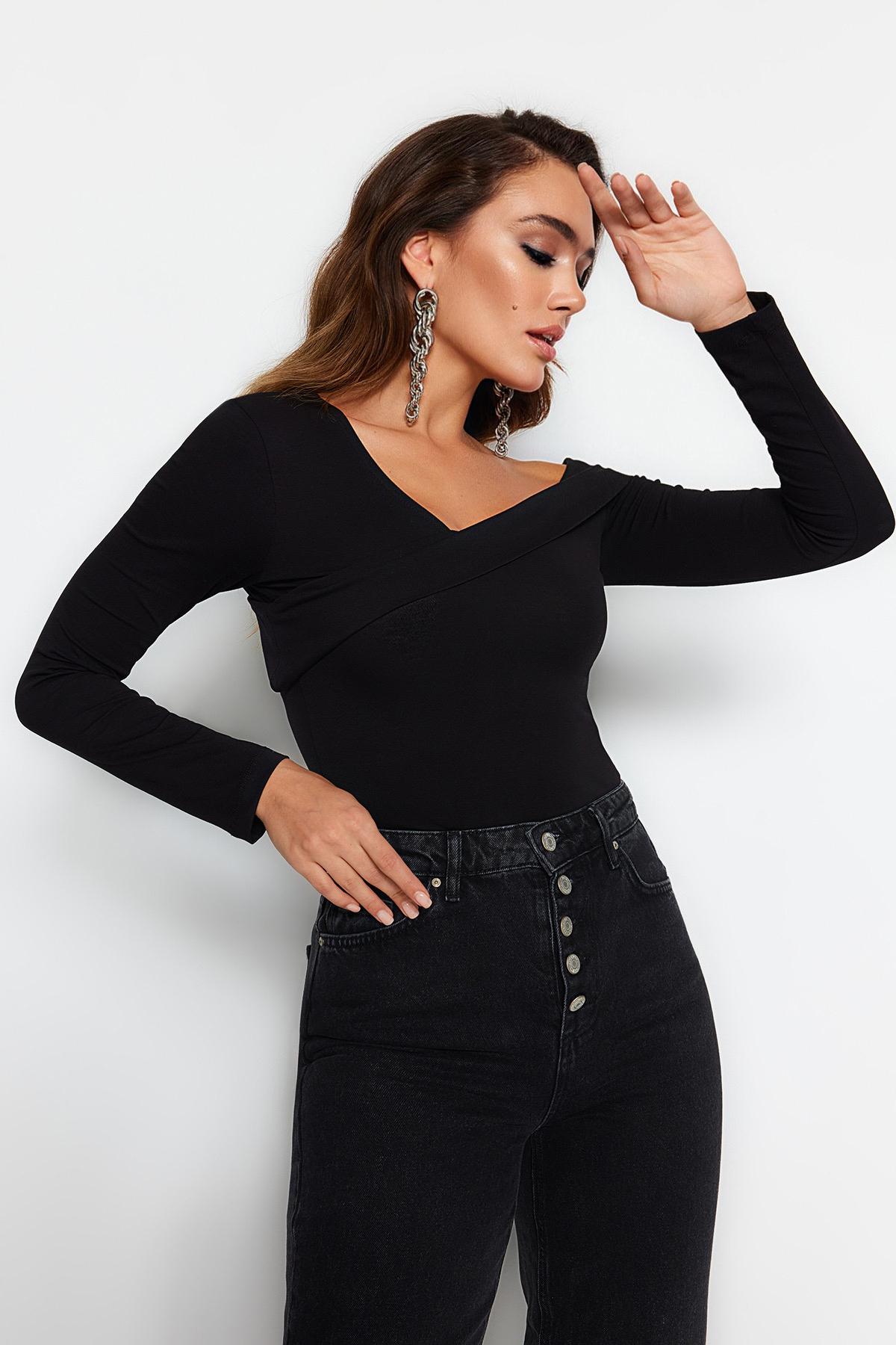 Women s Fashion New Blouse Black Cotton Stretchy Flounce Fitted Crop Knitted Blouse L чорний
Women s Fashion New Blouse Black Cotton Stretchy Flounce Fitted Crop Knitted Blouse L чорний