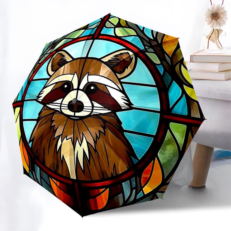 1pc Stained Glass Raccoon Design Automatic Folding Umbrella - Portable 3-Fold Design with 8-Bone Iron Frame, Perfect for Outdoor Use, Festive Gifts, F
1pc Stained Glass Raccoon Design Automatic Folding Umbrella - Portable 3-Fold Design with 8-Bone Iron Frame, Perfect for Outdoor Use, Festive Gifts, F