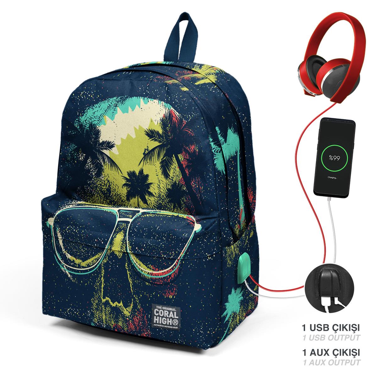 Школьный рюкзак с тремя отделениями Coral High Navy Skull Patterned с USB-зарядным устройством и розеткой для наушников 23427
Школьный рюкзак с тремя отделениями Coral High Navy Skull Patterned с USB-зарядным устройством и розеткой для наушников 23427