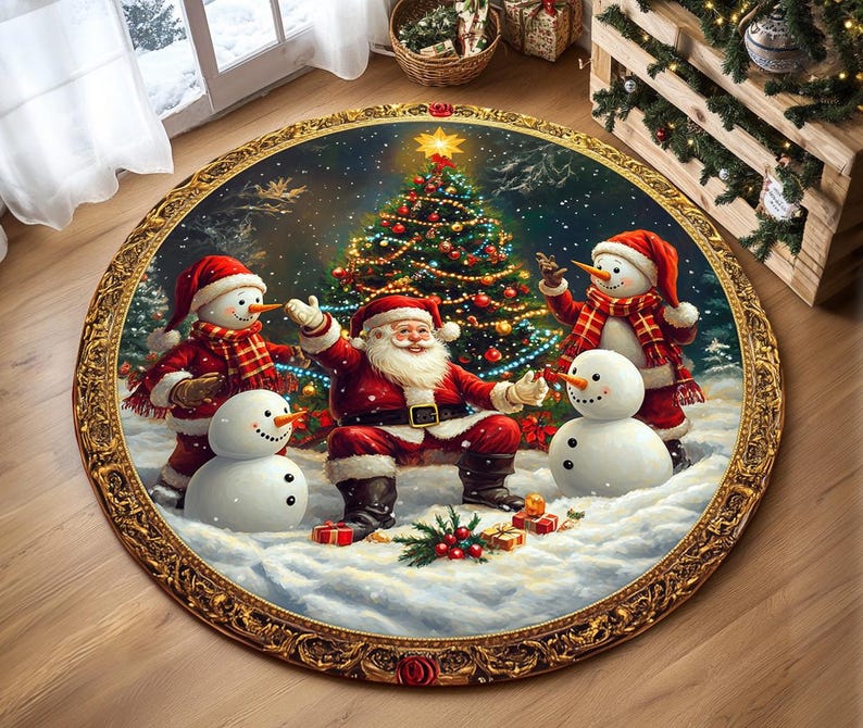 Father Christmas Print Round Rug, Cozy Non-Slip Indoor Floor Mat, Washable Farmhouse Decor with Santa Design, New Year Gift Idea Diameter 100cm
Father Christmas Print Round Rug, Cozy Non-Slip Indoor Floor Mat, Washable Farmhouse Decor with Santa Design, New Year Gift Idea Diameter 100cm