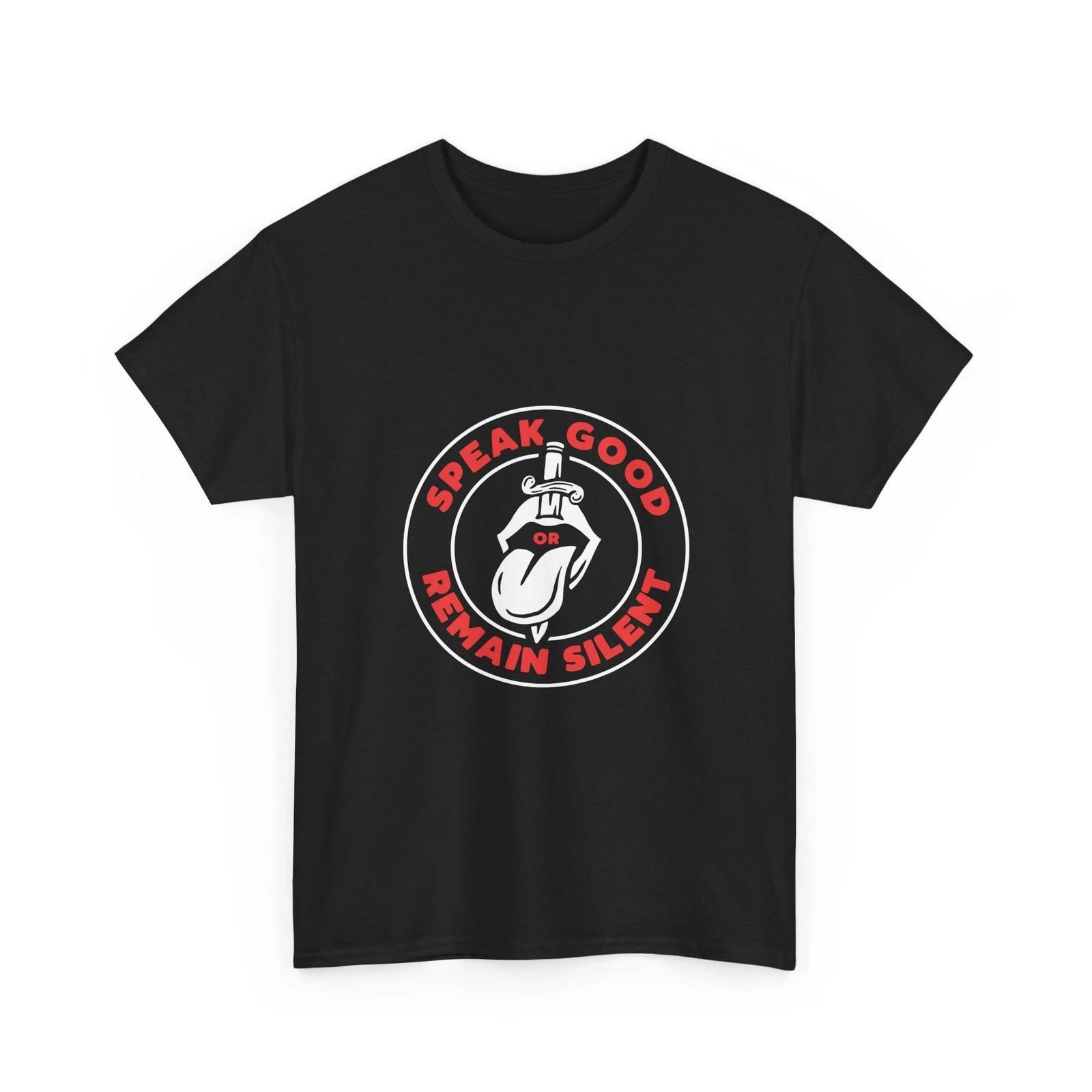 Speak Good Remain Silent tee | Tongue Logo, Retro Patch, Cool T-Shirt, Cotton 2XL
Speak Good Remain Silent tee | Tongue Logo, Retro Patch, Cool T-Shirt, Cotton 2XL