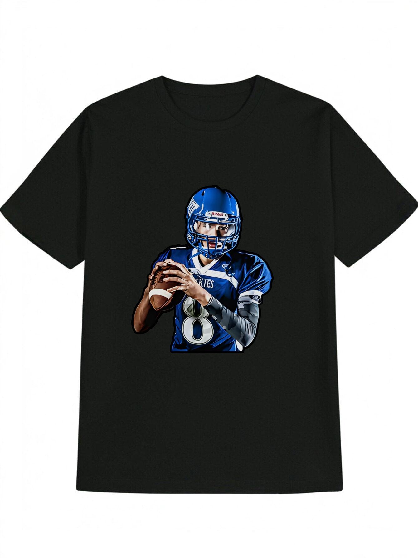 Casual Graphic T-shirt - Football Player Action Print with Helmet & Jersey Number 8 Design S
Casual Graphic T-shirt - Football Player Action Print with Helmet & Jersey Number 8 Design S