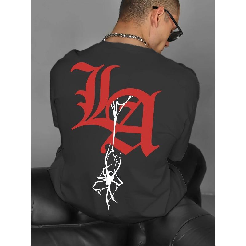 European Size Men s Oversized Gothic LA Spider Web & LA Lettering Graphic T-Shirt - White with Red Print, Oversized Round Neck Short Sleeve 4XL білий
European Size Men s Oversized Gothic LA Spider Web & LA Lettering Graphic T-Shirt - White with Red Print, Oversized Round Neck Short Sleeve 4XL білий