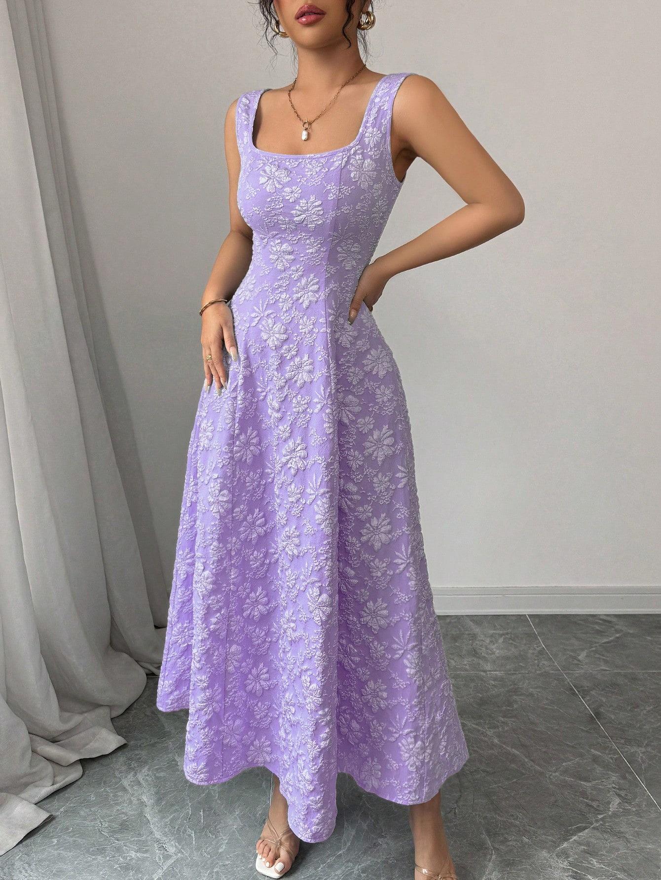 Elegant Floral Jacquard Square Neck Summer Pullover Dress with Wide Hem Large фіолетовий
Elegant Floral Jacquard Square Neck Summer Pullover Dress with Wide Hem Large фіолетовий