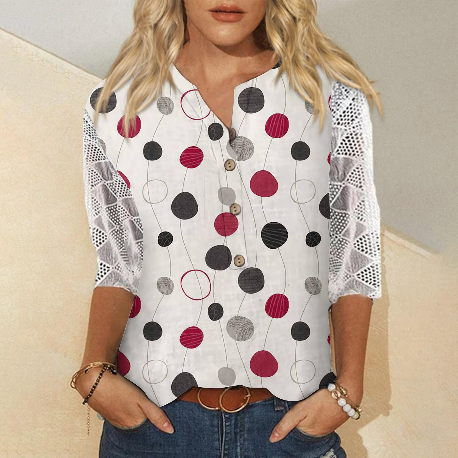 Женские рубашки с v-образным вырезом и рукавами 3/4, кружевная повседневная блузка с принтом, свободные рабочие туники, топы L
Женские рубашки с v-образным вырезом и рукавами 3/4, кружевная повседневная блузка с принтом, свободные рабочие туники, топы L