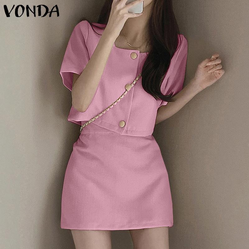 VONDA Женский летний однотонный свободный топ и юбка с квадратным вырезом и коротким рукавом на пуговицах
VONDA Женский летний однотонный свободный топ и юбка с квадратным вырезом и коротким рукавом на пуговицах