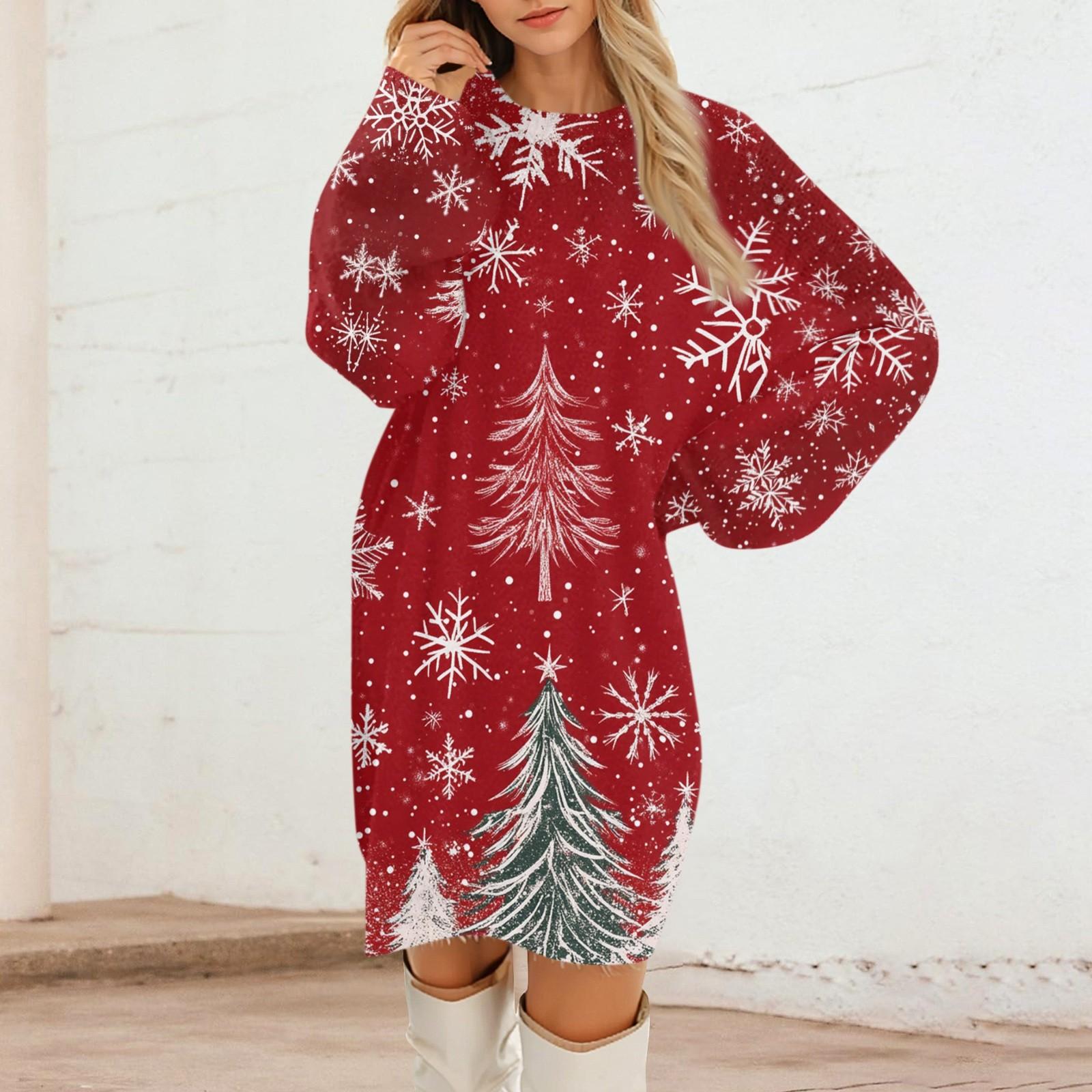 Женские повседневные платья с круглым вырезом и длинным рукавом из плюша с рождественским принтом S горячий розовый
Женские повседневные платья с круглым вырезом и длинным рукавом из плюша с рождественским принтом S горячий розовый