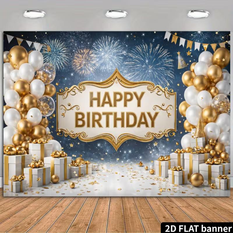 2D Blue Gold Firework Happy Birthday Backdrop Balloon Gift Box Party Banner 47.2x31.5inch/120*80cm
2D Blue Gold Firework Happy Birthday Backdrop Balloon Gift Box Party Banner 47.2x31.5inch/120*80cm
