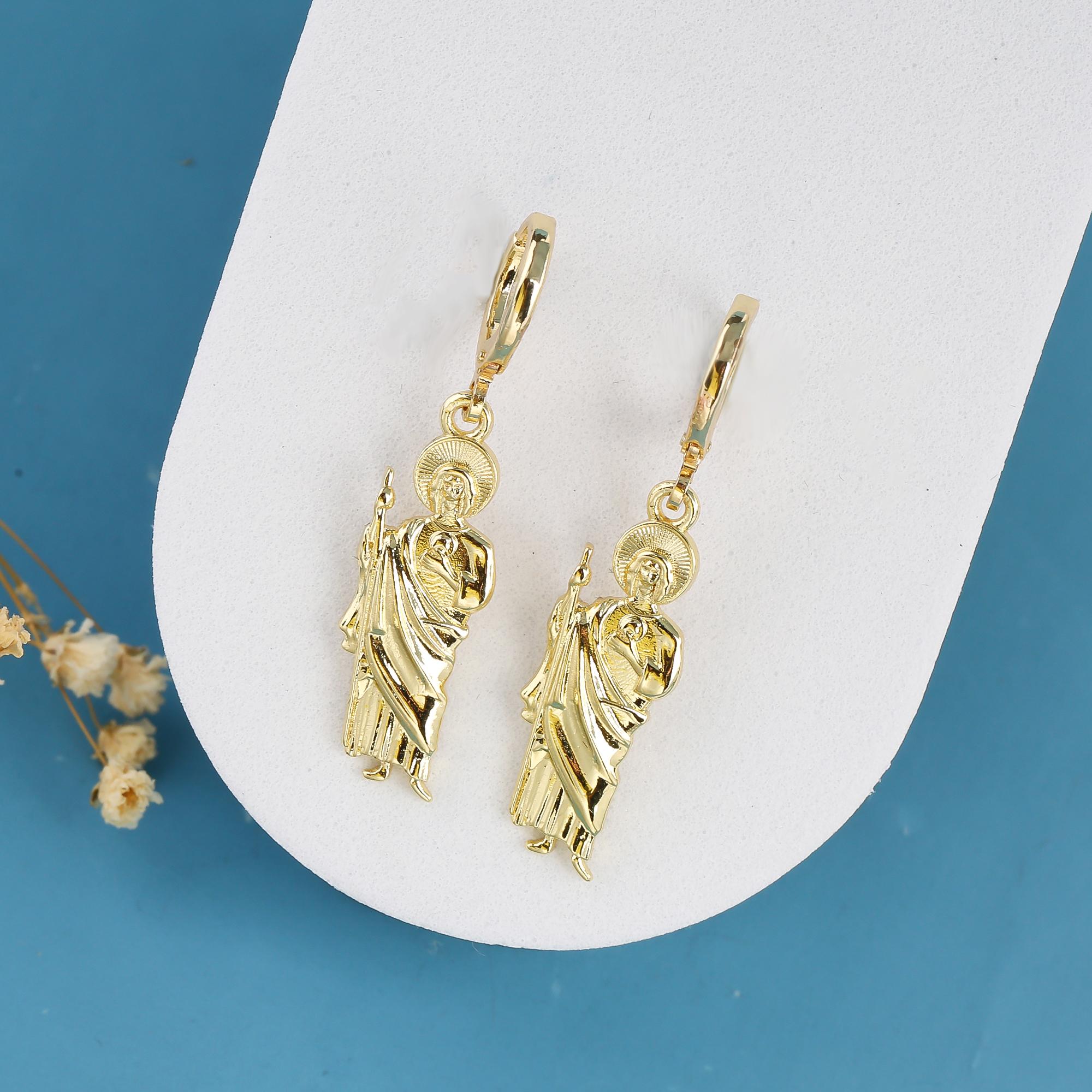 18K Gold Plated Religious Figures St. Jude Necklace Earrings Zircon Set Simple for Woman Christian Catholic Zircon Daily Wear
18K Gold Plated Religious Figures St. Jude Necklace Earrings Zircon Set Simple for Woman Christian Catholic Zircon Daily Wear