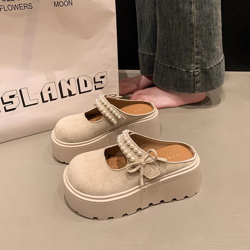 Cute bow pearl thick bottom height increase Mary Jane slippers women s summer new non-slip muffin bag head drag 35 бежевый
Cute bow pearl thick bottom height increase Mary Jane slippers women s summer new non-slip muffin bag head drag 35 бежевый