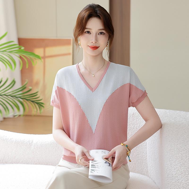2026 V-Neck Knit T-Shirt for Middle-Aged and Elderly Women: Stylish, Thin, Short-Sleeved Summer Top XL (Recommended 50-55 kg) рожевий/помаранчевий
2026 V-Neck Knit T-Shirt for Middle-Aged and Elderly Women: Stylish, Thin, Short-Sleeved Summer Top XL (Recommended 50-55 kg) рожевий/помаранчевий