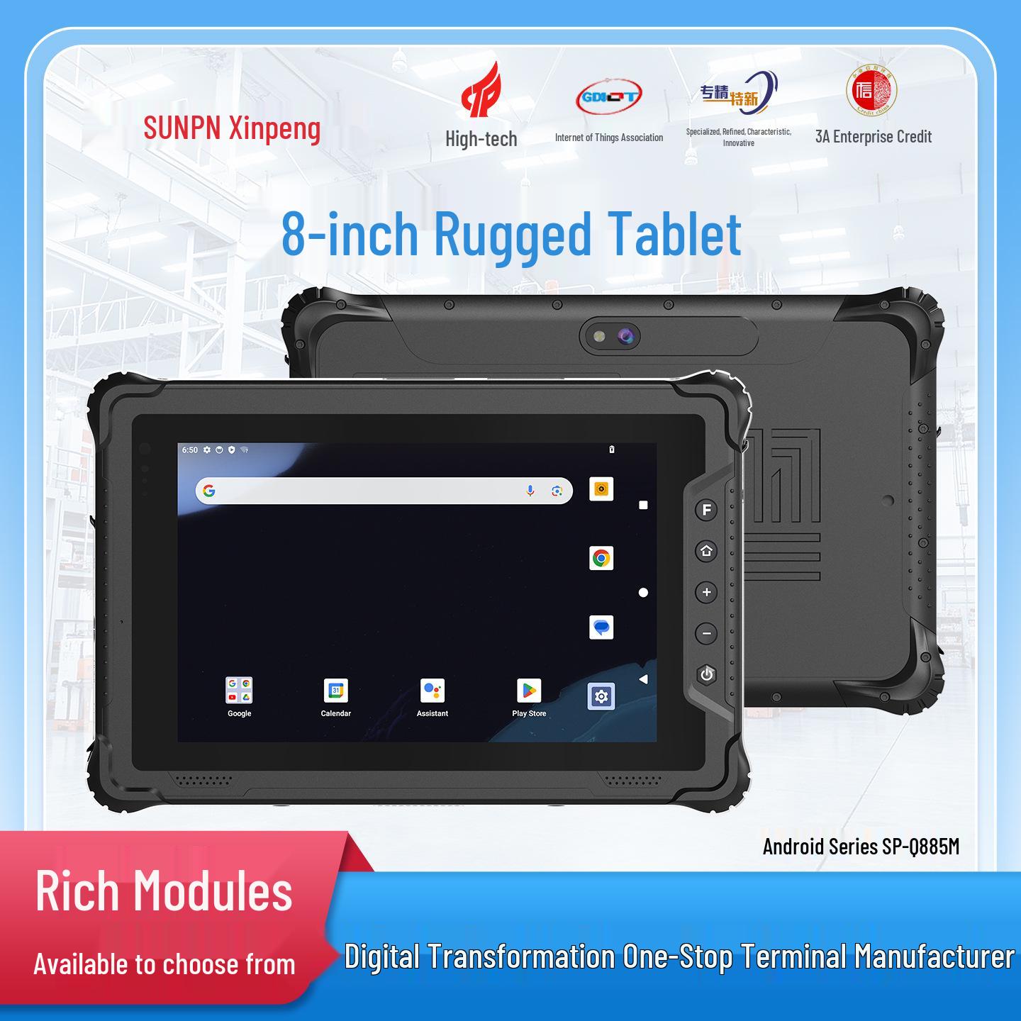 Xunpeng 8 Rugged Industrial Tablet - Waterproof, 4G, NFC, Handheld Scanner Terminal 8GB
Xunpeng 8 Rugged Industrial Tablet - Waterproof, 4G, NFC, Handheld Scanner Terminal 8GB