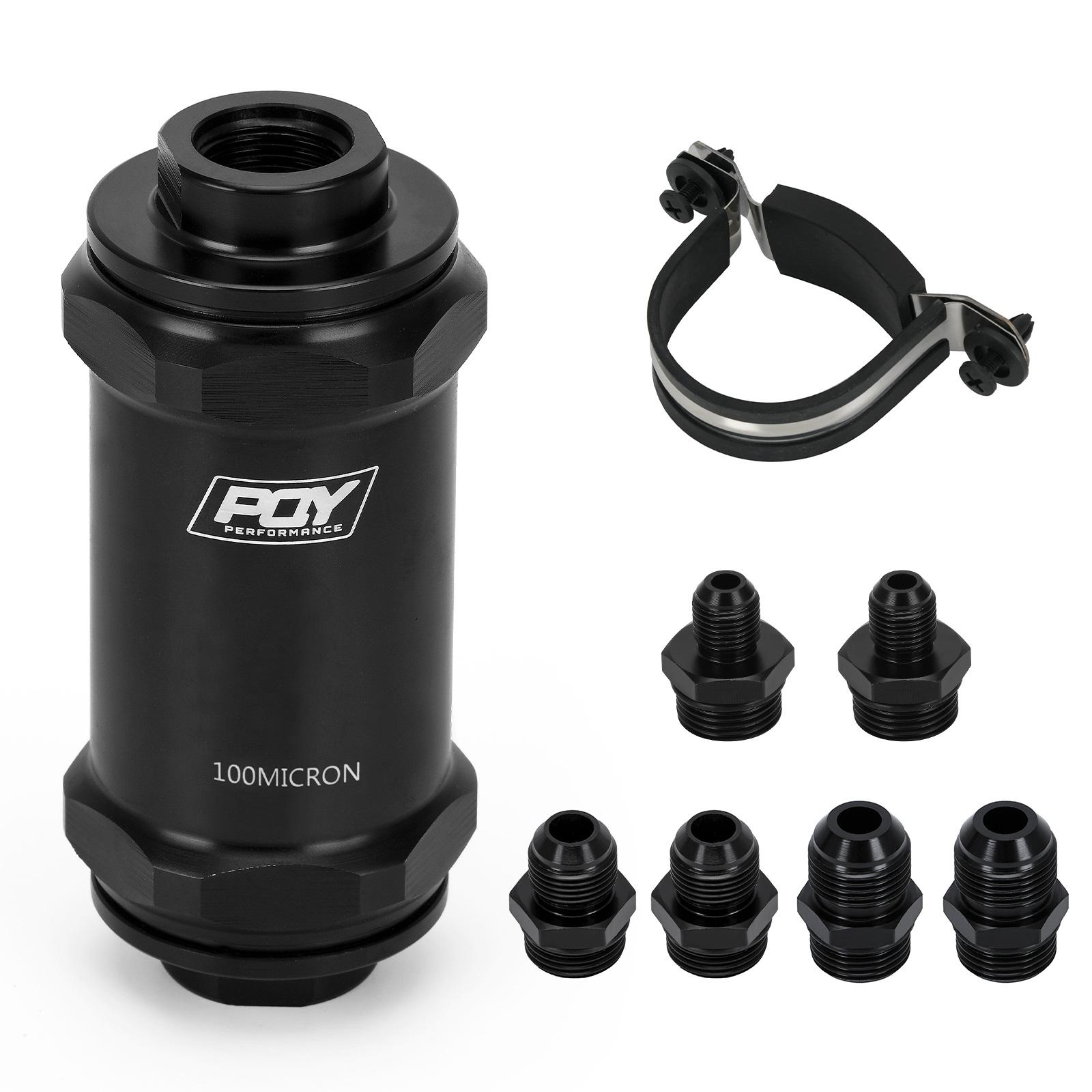 Black Anodized AN6 AN8 AN10 High-Flow Inline Fuel Filter w/ 10 Micron 100 Micron Stainless Steel Element 100 MICRON
Black Anodized AN6 AN8 AN10 High-Flow Inline Fuel Filter w/ 10 Micron 100 Micron Stainless Steel Element 100 MICRON