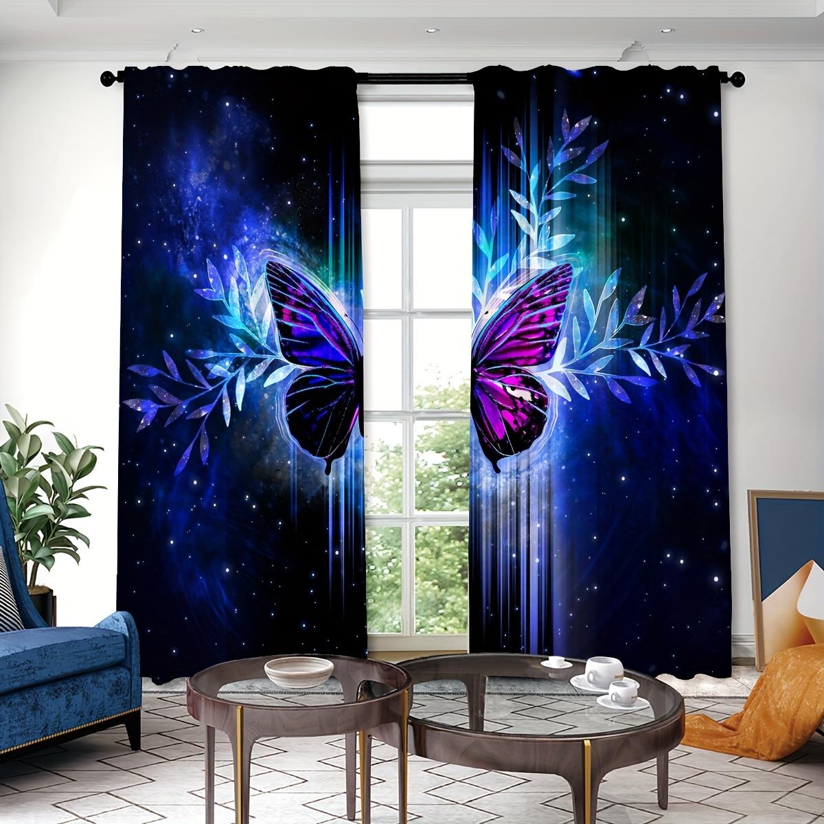 Two Pieces Purple Rose Butterfly Floral Printed Translucent Curtains Living Space Bed Chamber Multi-scene Polyester Textile Rod Pocket Curtain Home 2x60Wx50H(CM)&Grommet Top
Two Pieces Purple Rose Butterfly Floral Printed Translucent Curtains Living Space Bed Chamber Multi-scene Polyester Textile Rod Pocket Curtain Home 2x60Wx50H(CM)&Grommet Top