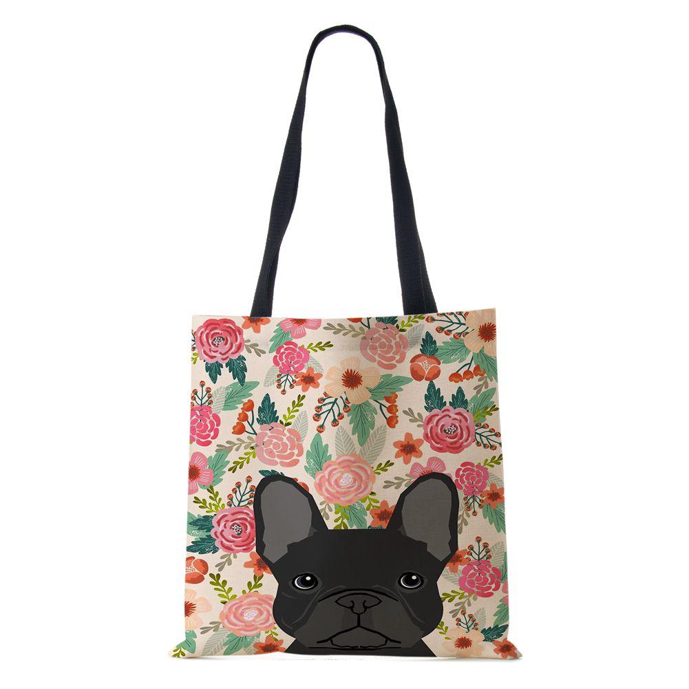 Женская сумка через плечо с собакой и кошкой, холщовая повседневная сумка для путешествий, 2022, винтажная большая вместительная сумка с эко-принтом, большая вместительная сумка для книг