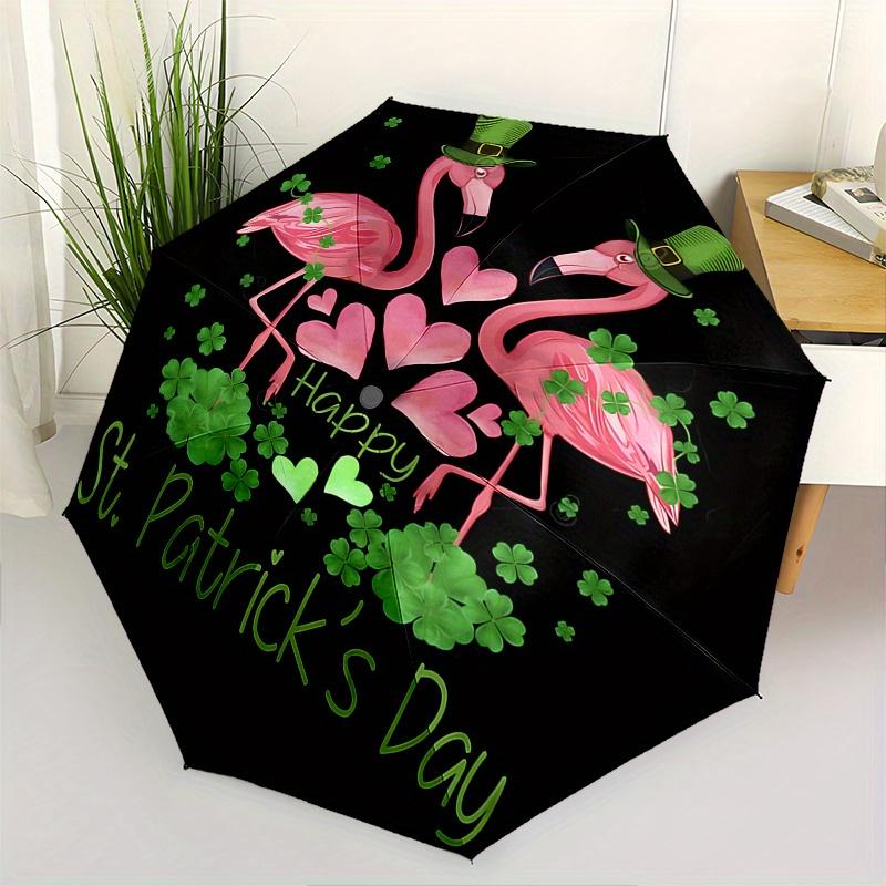 Flamingos, Shamrocks Theme 8 Bone Hand Automatic Folding Umbrella, Compact and Portable Design, A Perfect Gift for Birthday, Christmas or Bu
Flamingos, Shamrocks Theme 8 Bone Hand Automatic Folding Umbrella, Compact and Portable Design, A Perfect Gift for Birthday, Christmas or Bu