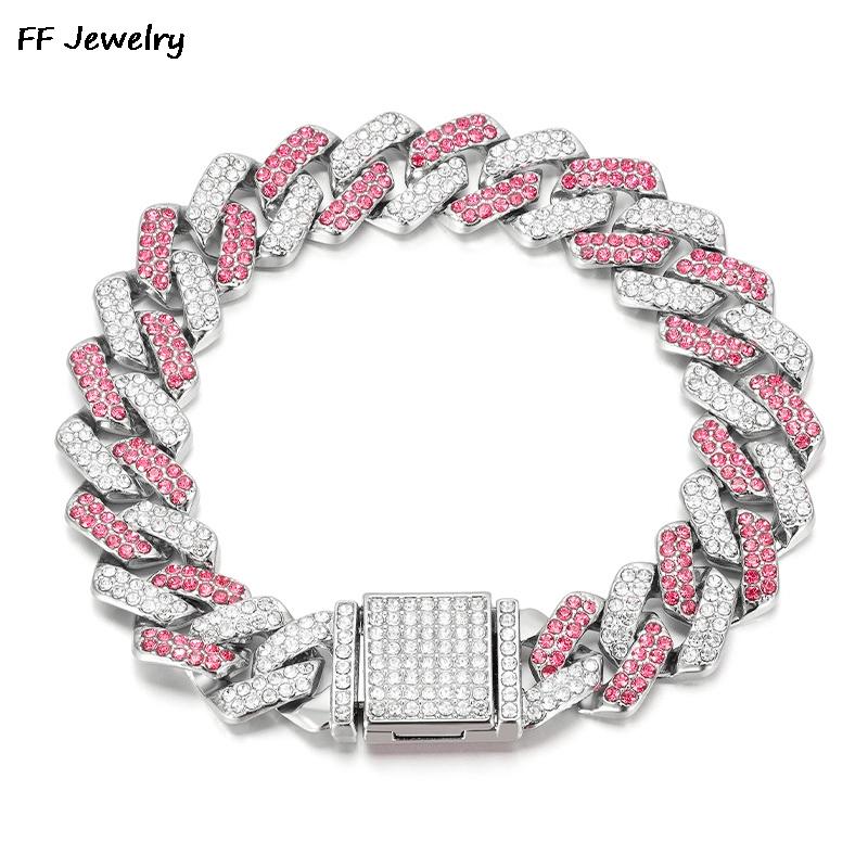 14mmHip Hop Shiny Cuban Link Chain Bracelets Women Men PINK Color Rhinestone Iced Out Chain Bracelets Punk Wristband Jewelry 7 inch 18cm
14mmHip Hop Shiny Cuban Link Chain Bracelets Women Men PINK Color Rhinestone Iced Out Chain Bracelets Punk Wristband Jewelry 7 inch 18cm
