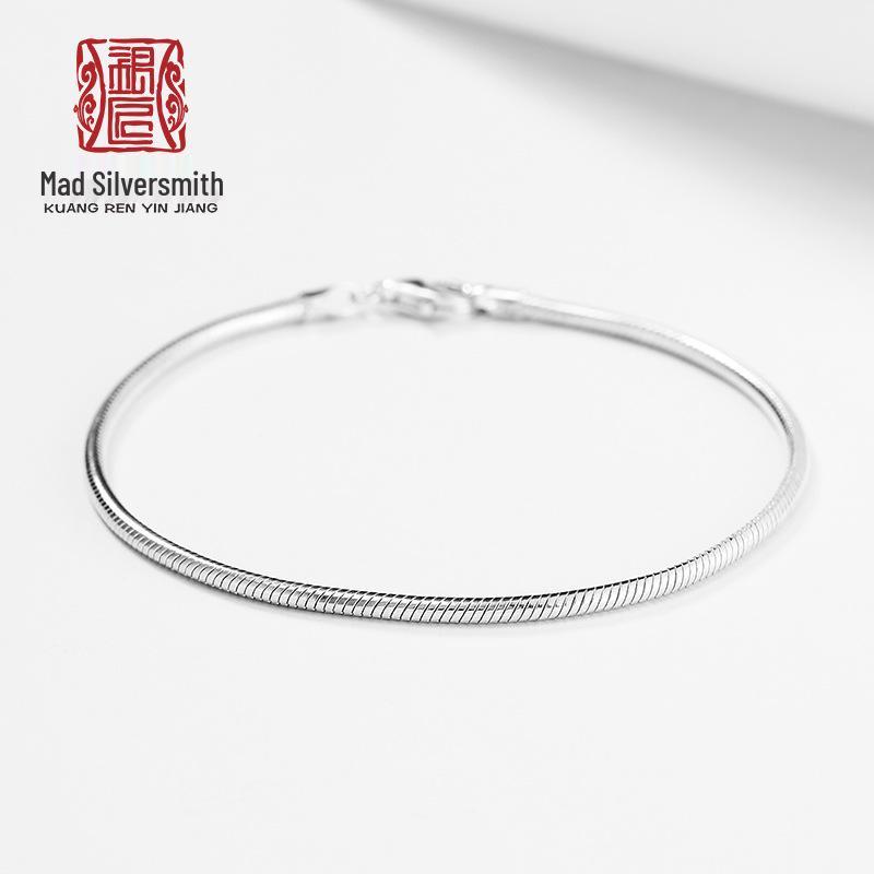 S925 Sterling Silver Snake Bone Beaded Chain - Women s Japanese & Korean Fashion Accessory Sterling Silver 925 
S925 Sterling Silver Snake Bone Beaded Chain - Women s Japanese & Korean Fashion Accessory Sterling Silver 925